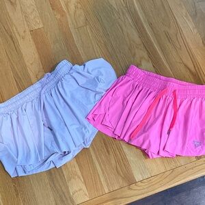 Women's Athletic Shorts - Pink and White